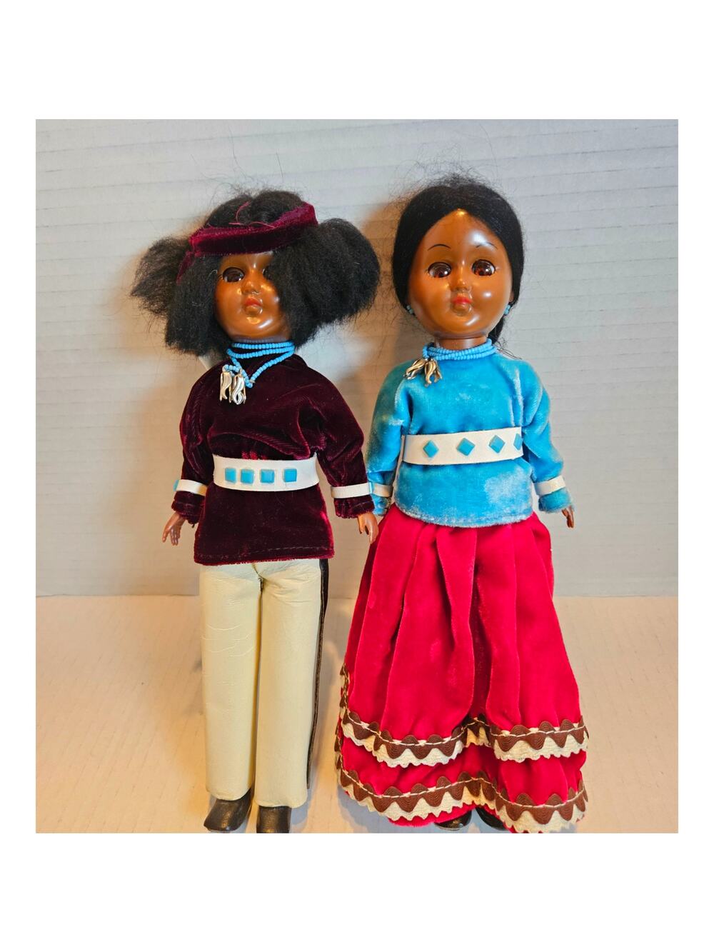 VTG Carlson Dolls Deerfoot and Brown Eagle Family Designer Navajo 11" Detailed